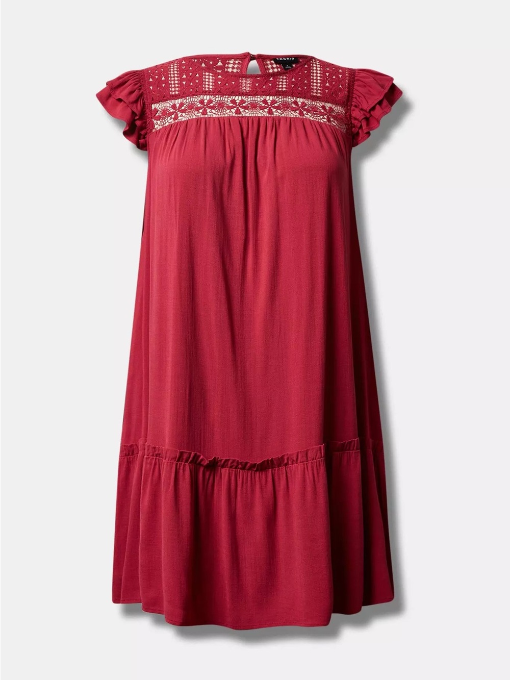 Torrid fushia Mini Rayon Slub Crochet Yoke Shift Dress plus 0 large 12 new w tag